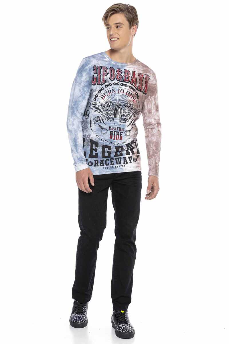 CL410 Biker Style Print Men's Long Sleeve T-Shirt