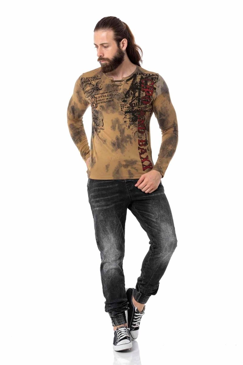 CL524 V-Neck Patterned Sweatshirt