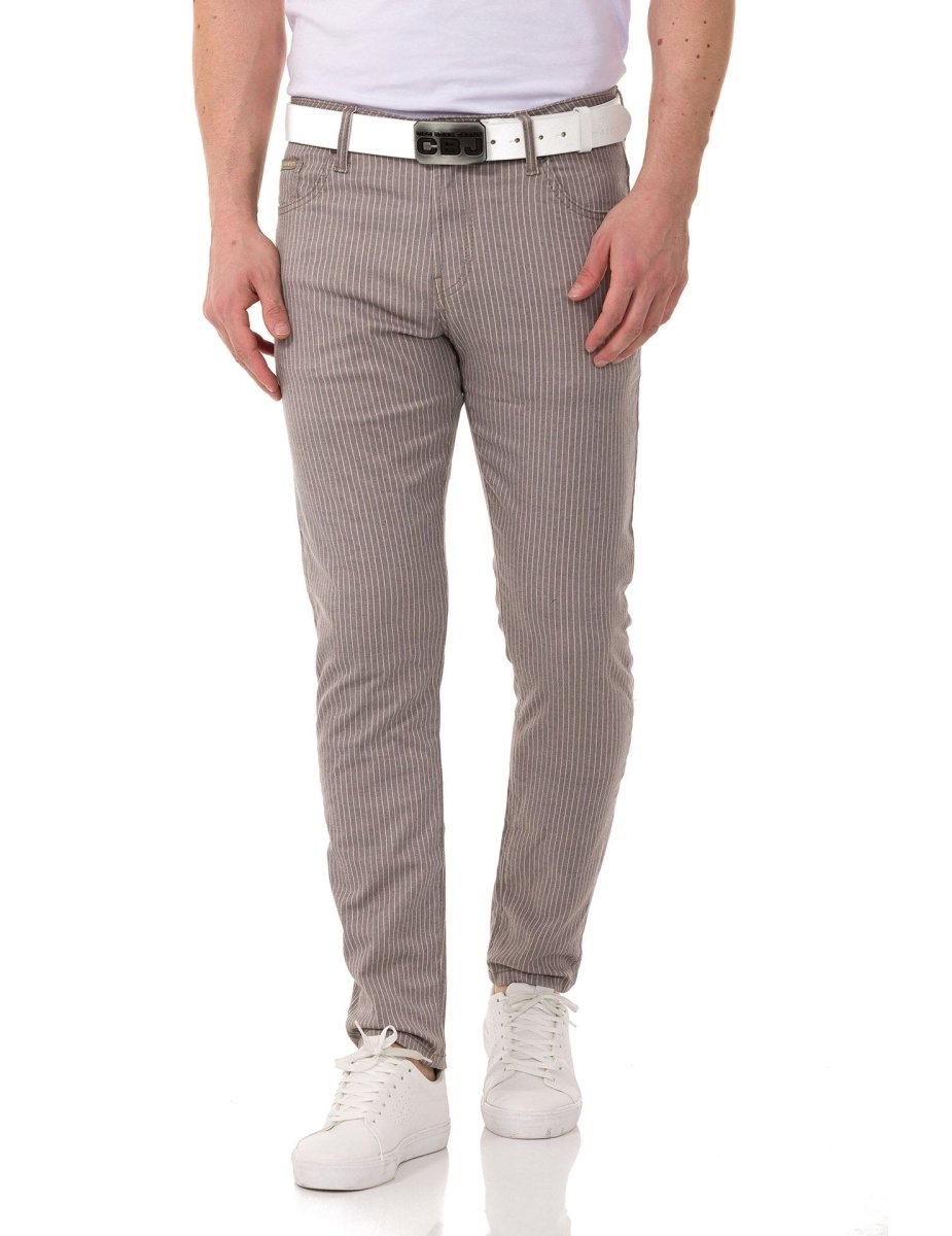 CD841 Striped Linen Slim Fit Men's Pants