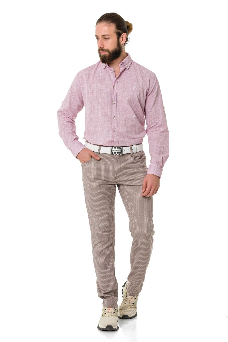 CD841 Striped Linen Slim Fit Men's Pants