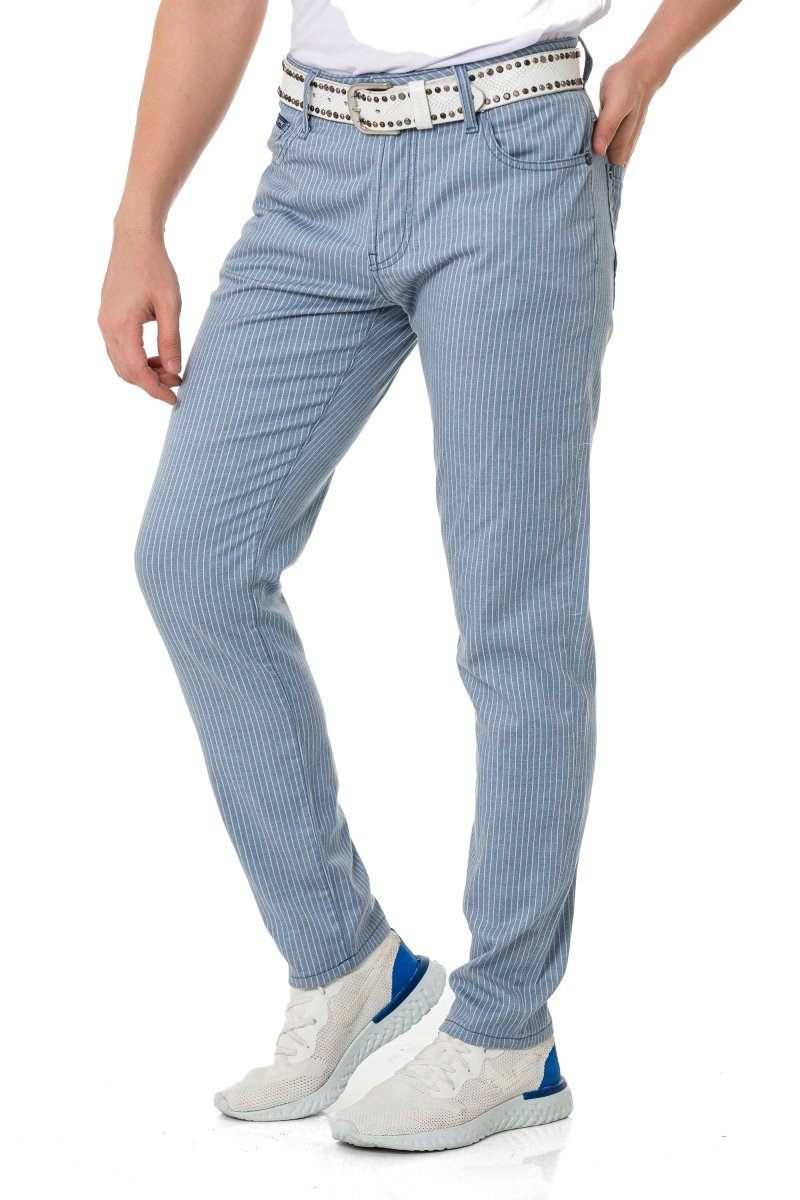 CD841 Striped Linen Slim Fit Men's Pants