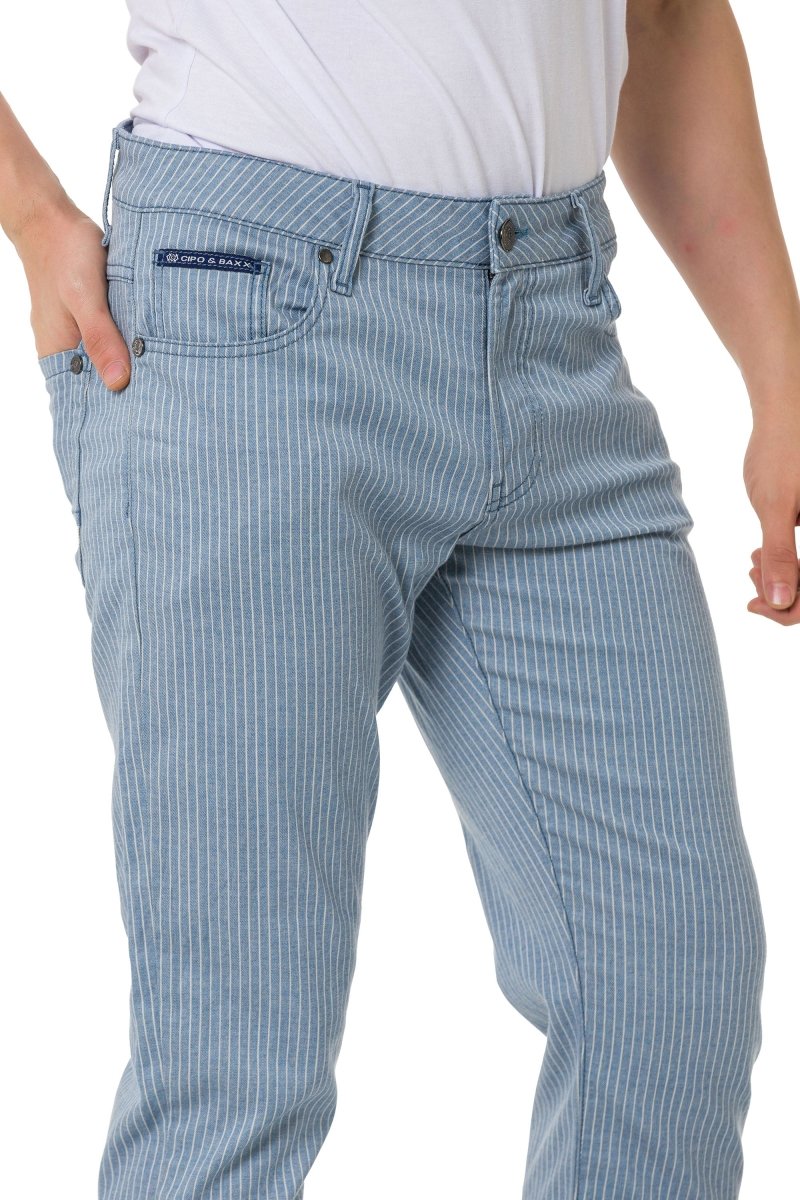 CD841 Striped Linen Slim Fit Men's Pants