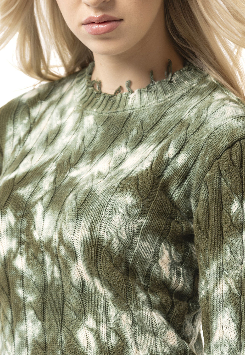 WP268 Women's Knit Sweater – Tie-Dye Pattern with Textured Construction
