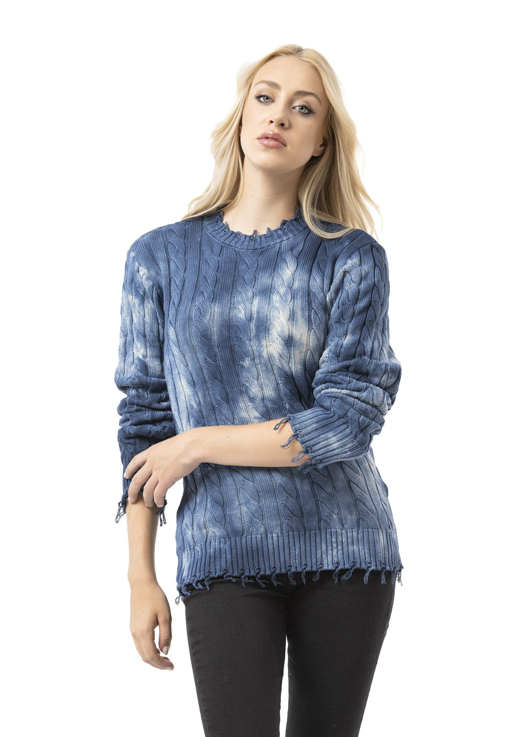 WP268 Women's Knit Sweater – Tie-Dye Pattern with Textured Construction