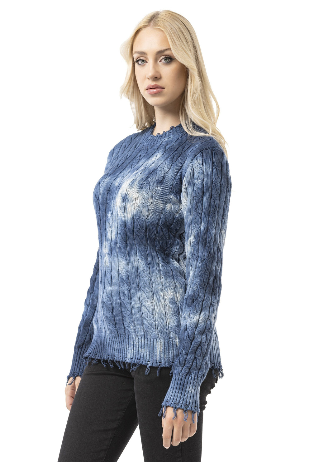 WP268 Women's Knit Sweater – Tie-Dye Pattern with Textured Construction