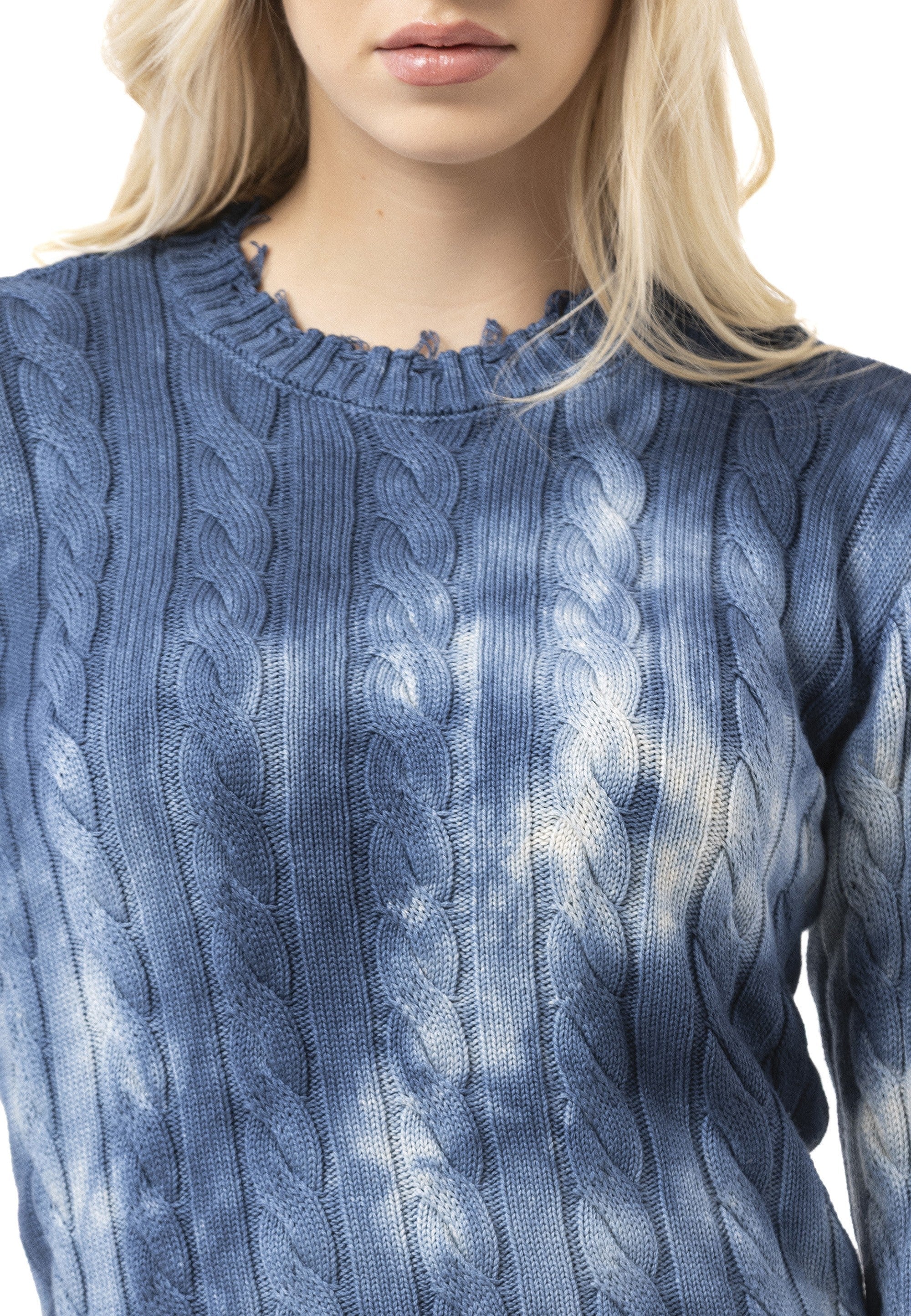 WP268 Women's Knit Sweater – Tie-Dye Pattern with Textured Construction