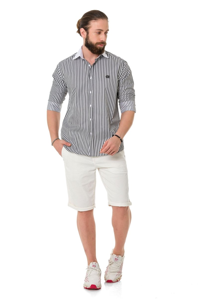 CH192 Cuffed Collar Striped Shirt