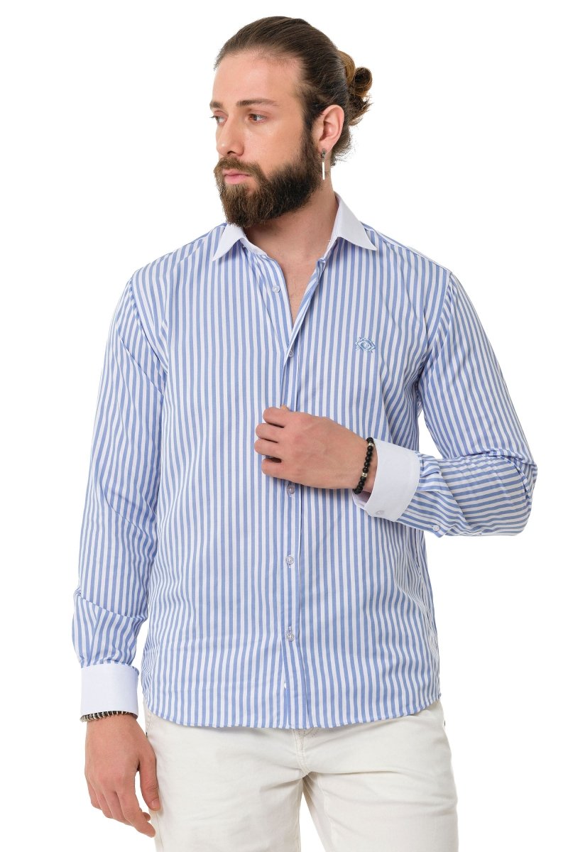 CH192 Cuffed Collar Striped Shirt