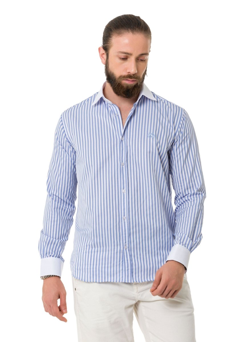 CH192 Cuffed Collar Striped Shirt