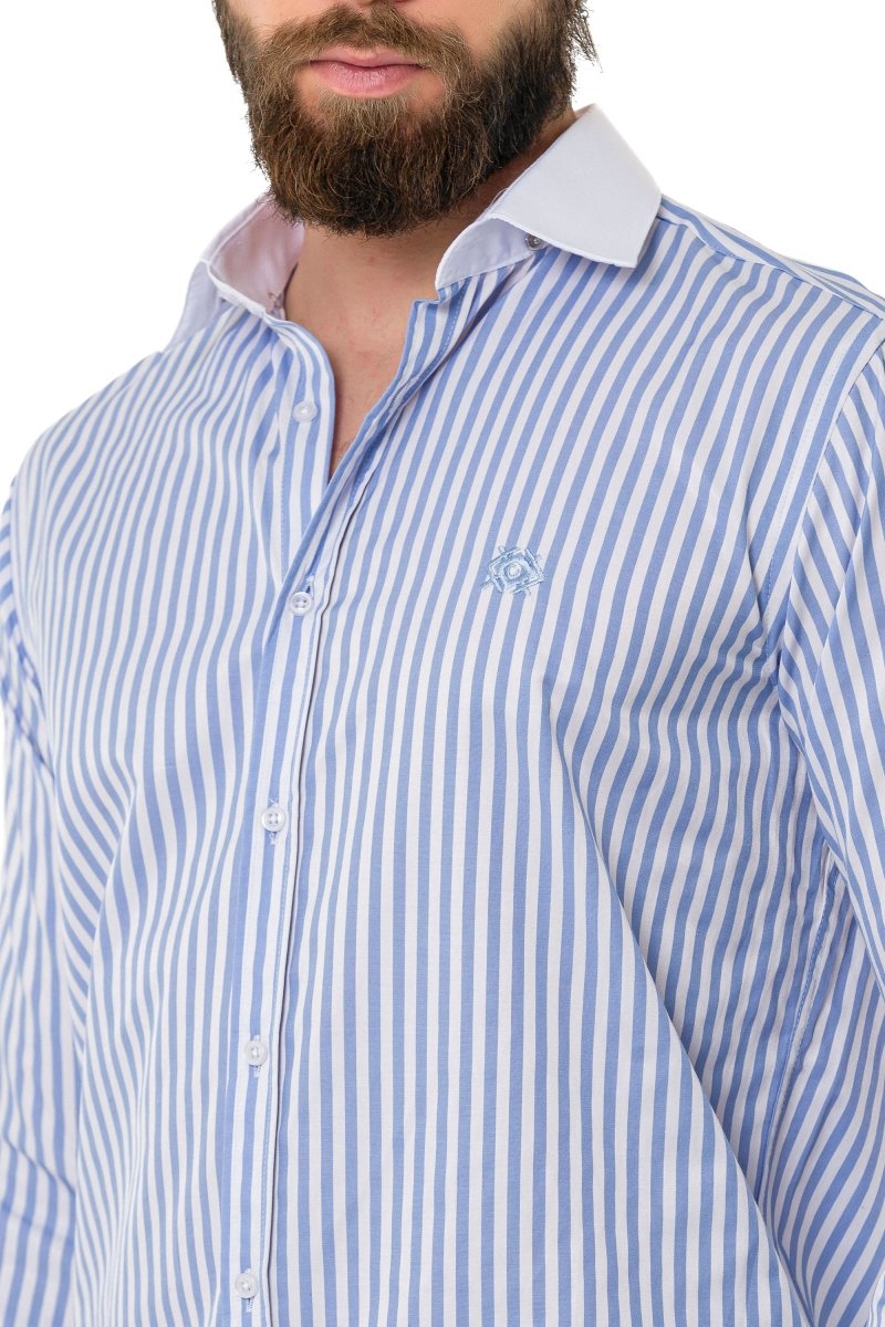 CH192 Cuffed Collar Striped Shirt