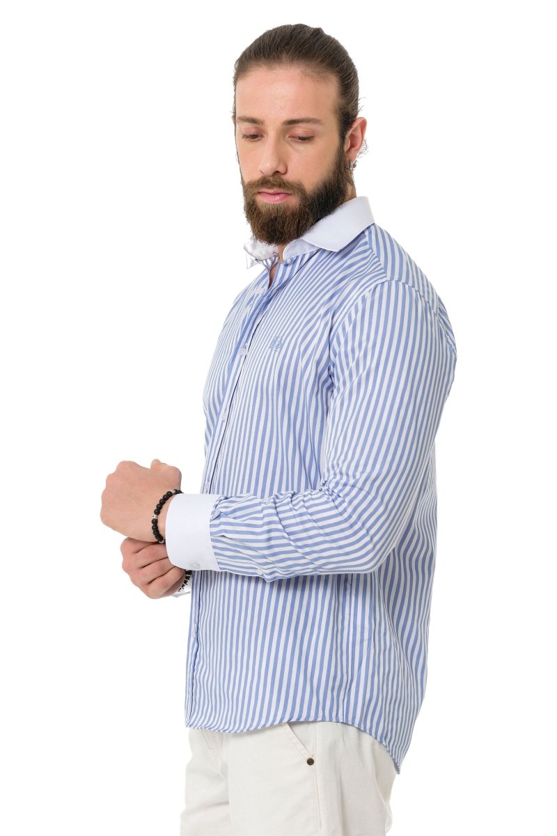CH192 Cuffed Collar Striped Shirt