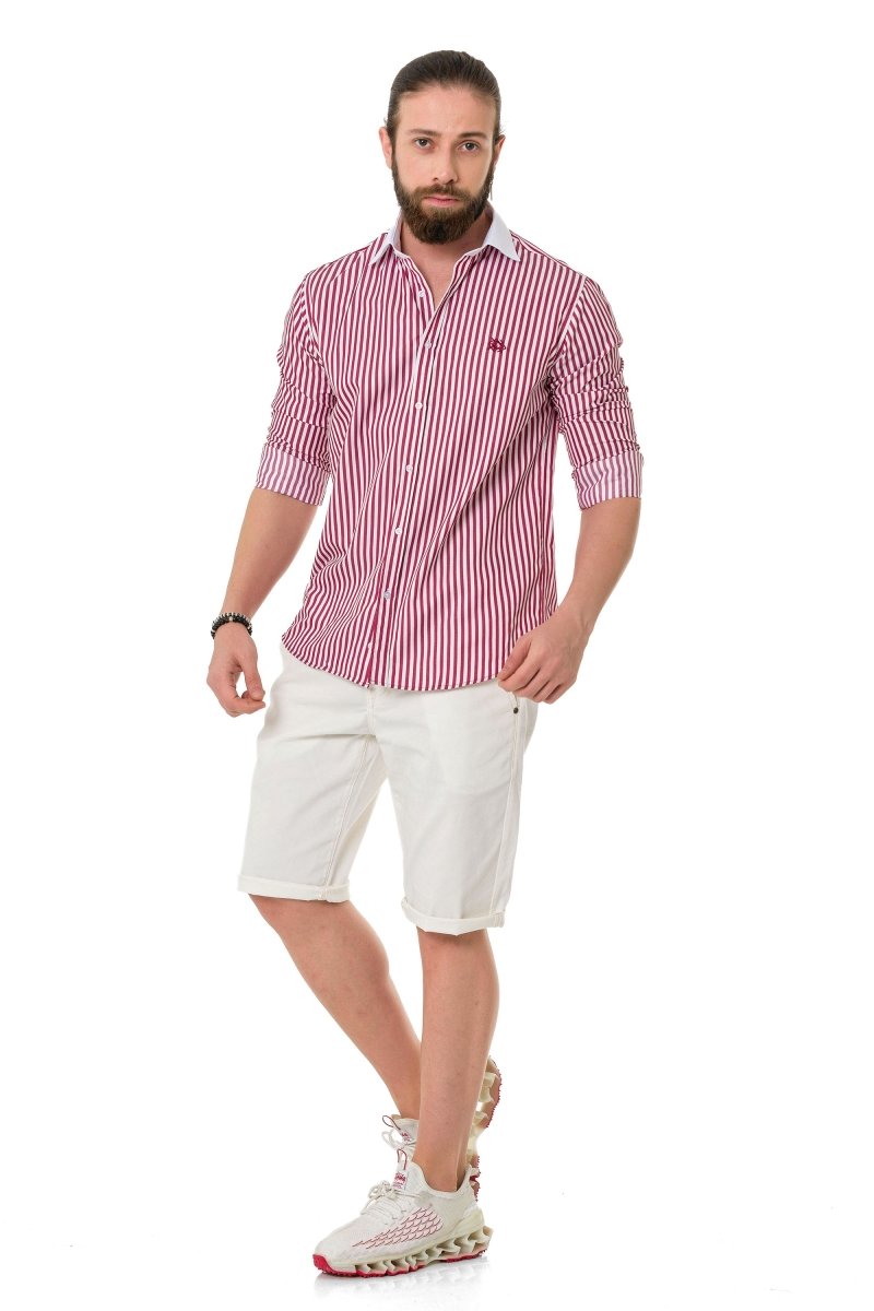 CH192 Cuffed Collar Striped Shirt