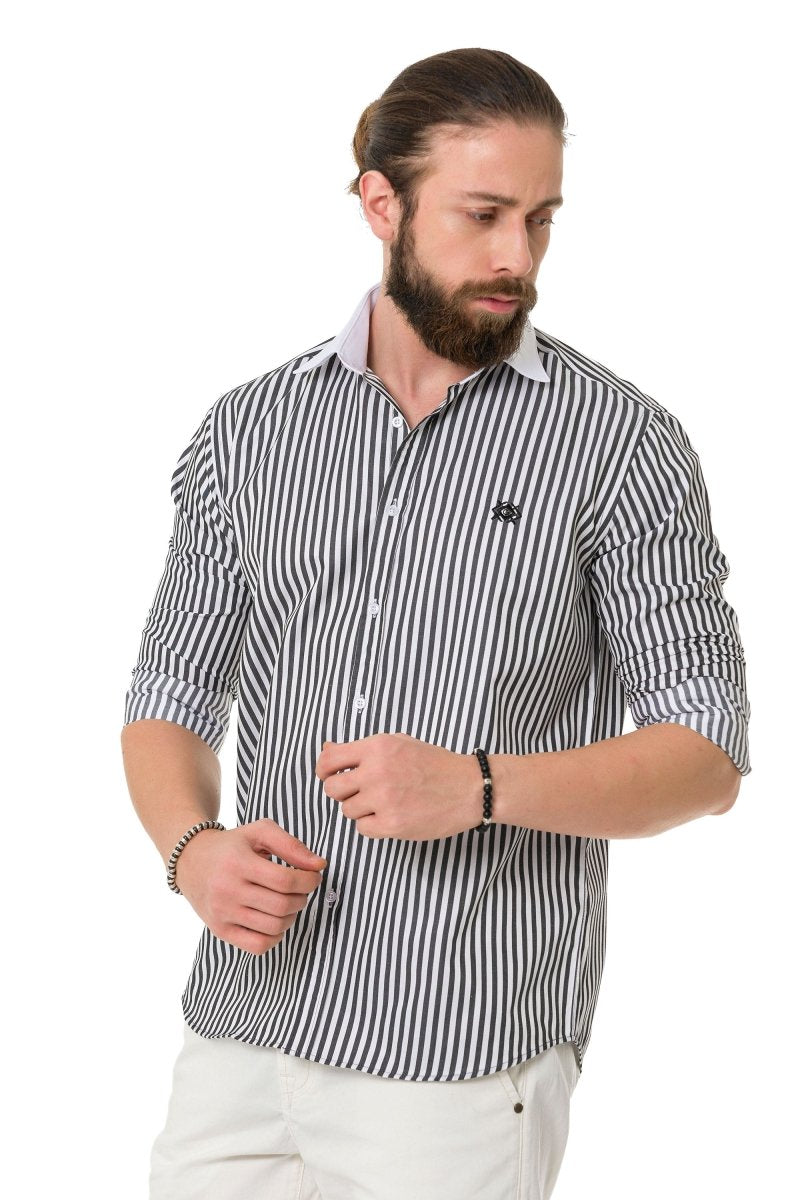 CH192 Cuffed Collar Striped Shirt