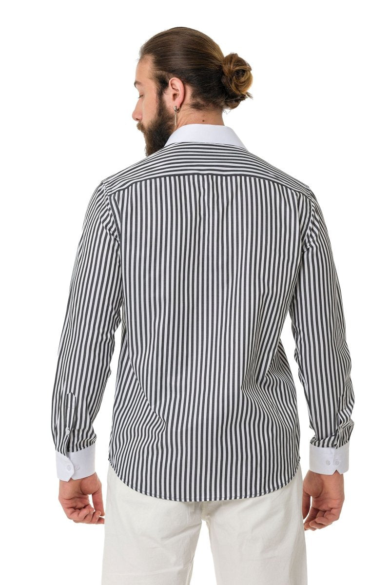 CH192 Cuffed Collar Striped Shirt