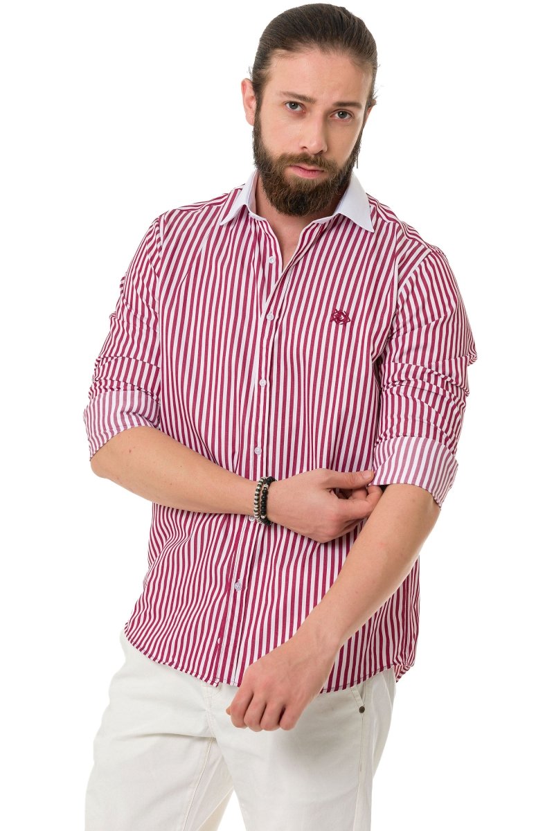 CH192 Cuffed Collar Striped Shirt