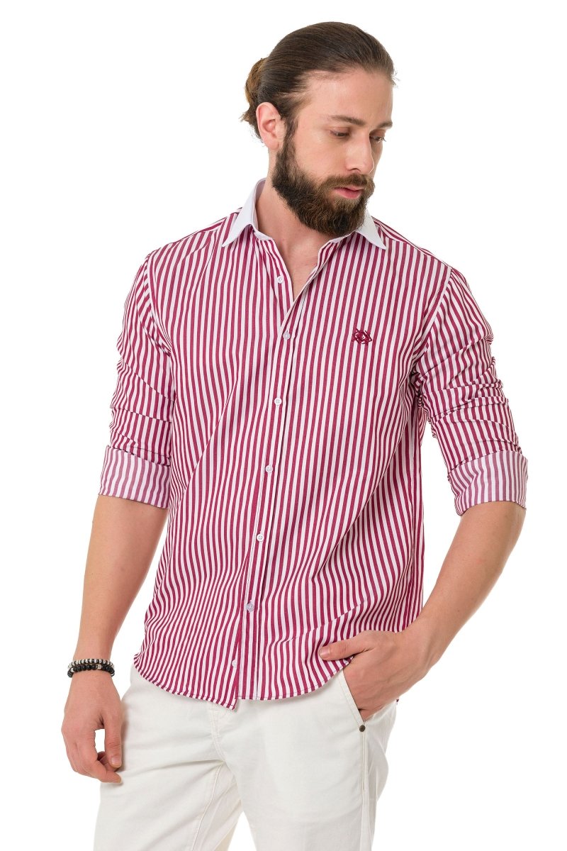 CH192 Cuffed Collar Striped Shirt