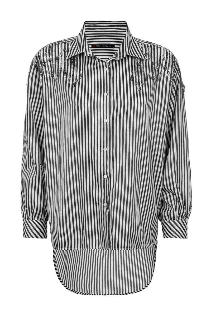 WH122 Striped Oversized Women's Shirt