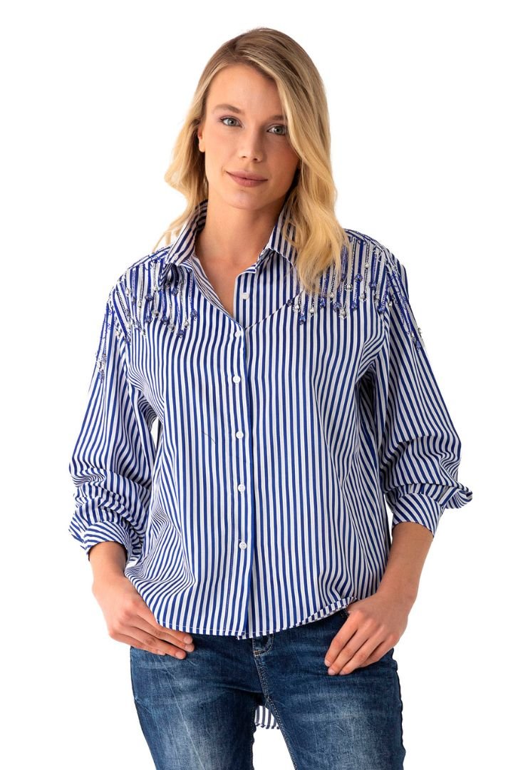 WH122 Striped Oversized Women's Shirt