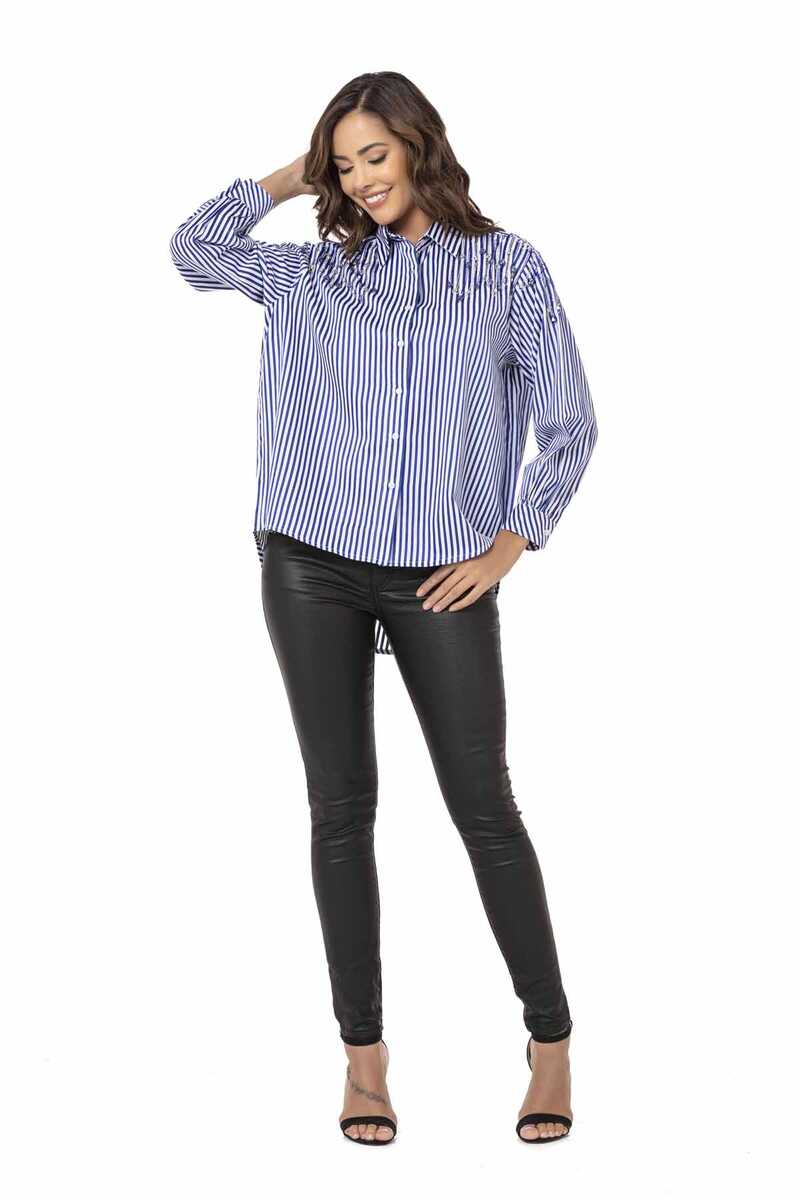 WH122 Striped Oversized Women's Shirt