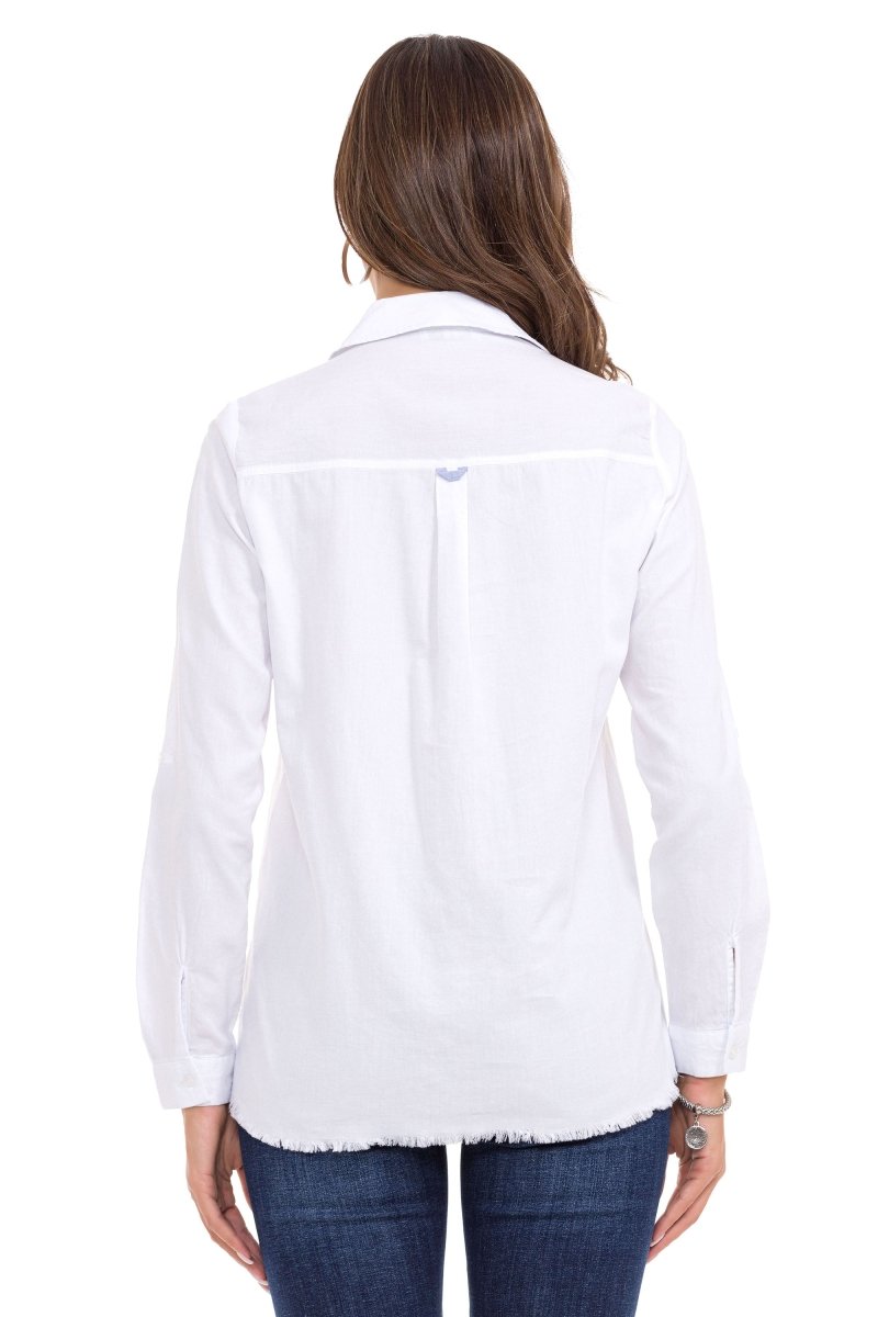 WH124 Distressed Detail Linen Women's Shirt