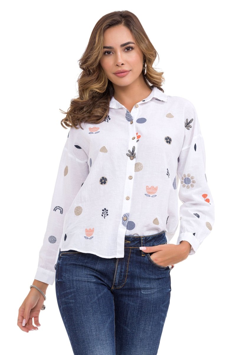 WH130 Embroidery Detail Women's Shirt