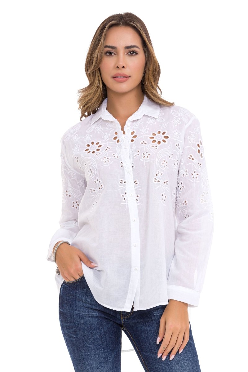WH131 Floral Detail Women's Shirt