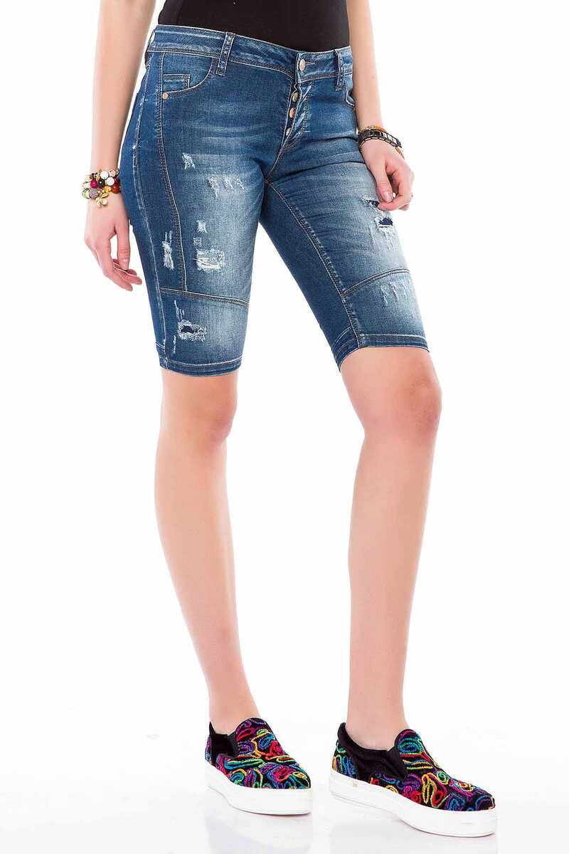 WK153 Women's Worn Slim Fit Bermuda Shorts