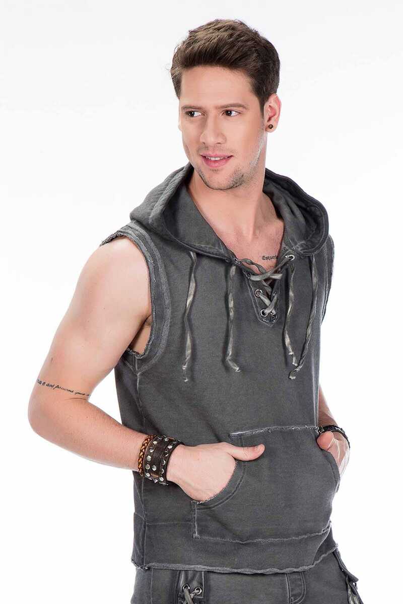 CL298 Hooded Pocketed Men's Sweat Tank Top