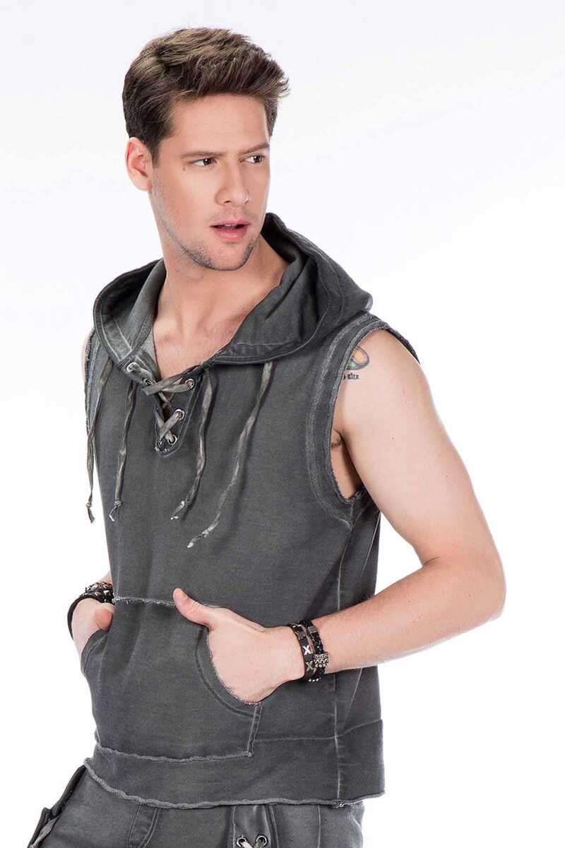 CL298 Hooded Pocketed Men's Sweat Tank Top