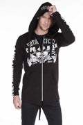 CL239 Skull Print Hooded Long Sweatshirt