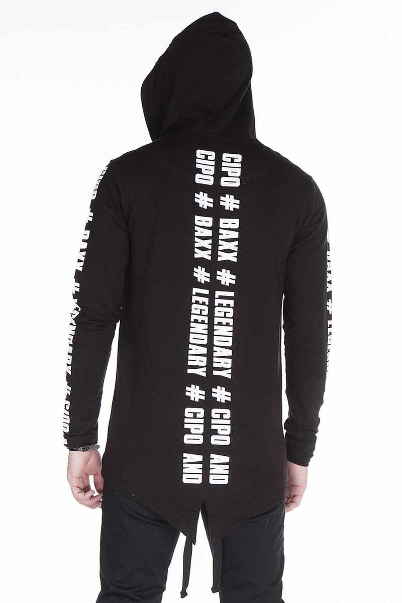 CL239 Skull Print Hooded Long Sweatshirt
