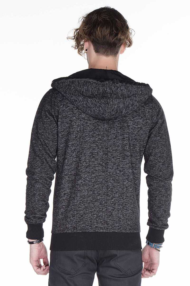 CL251 Leather Panel Hooded Lightweight Men's Sweatshirt