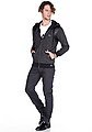 CL251 Leather Panel Hooded Lightweight Men's Sweatshirt