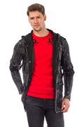 CL257 Drawstring Hooded Zip Men's Sweatshirt