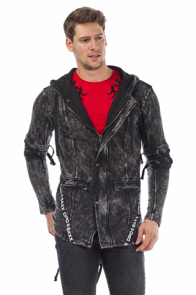CL257 Drawstring Hooded Zip Men's Sweatshirt
