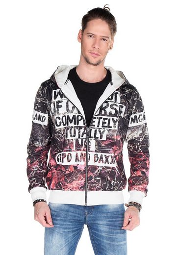 CL270 Washed Pattern Print Men's Hooded Sweatshirt