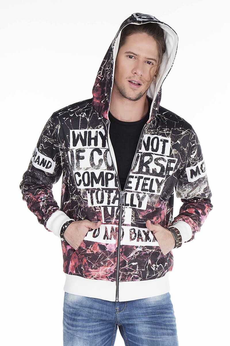 CL270 Washed Pattern Print Men's Hooded Sweatshirt