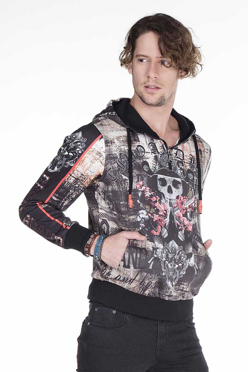 CL272 Gothic Style Skull Print Men's Sweatshirt