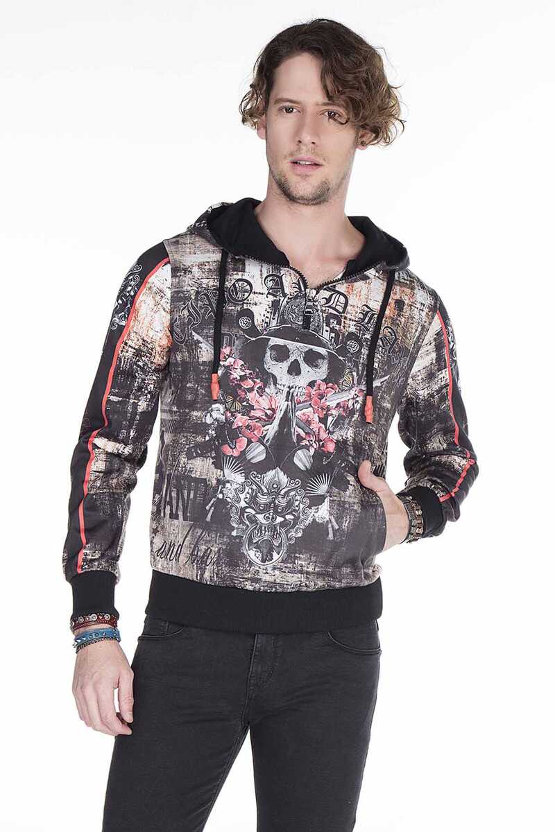 CL272 Gothic Style Skull Print Men's Sweatshirt
