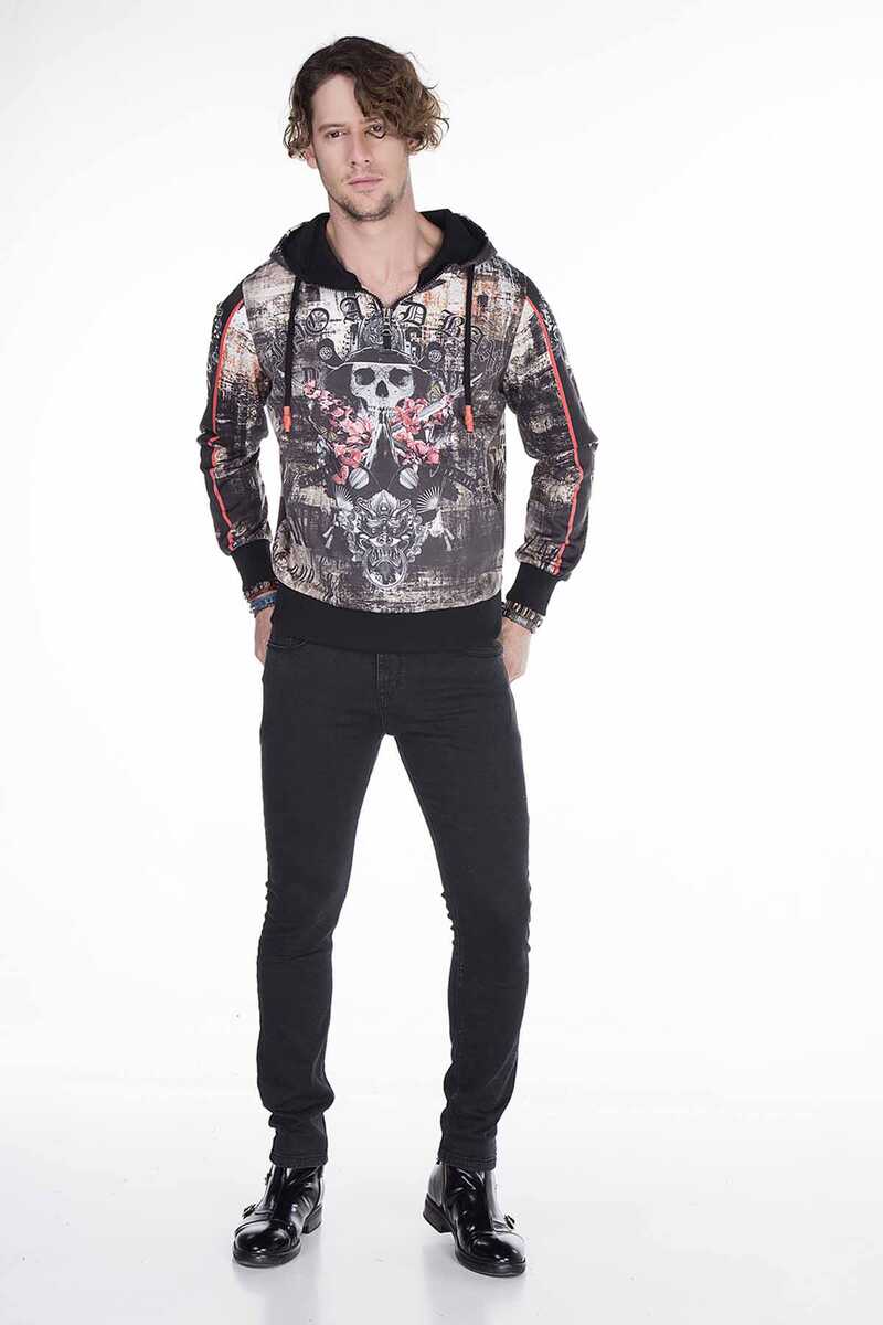 CL272 Gothic Style Skull Print Men's Sweatshirt
