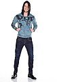 CL279 Printed Stone Embellished Men's Hooded Sweatshirt