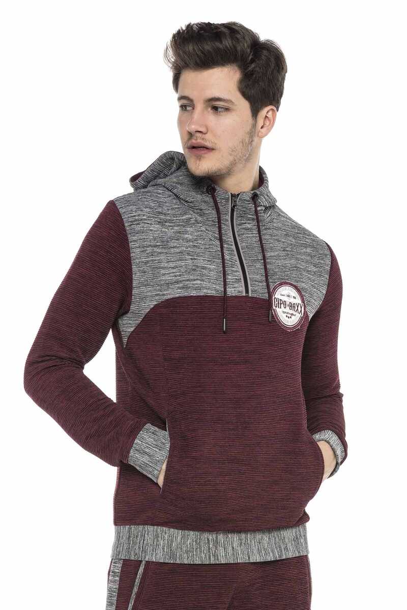CL372 Hooded Zip Striped Lightweight Sport Sweatshirt