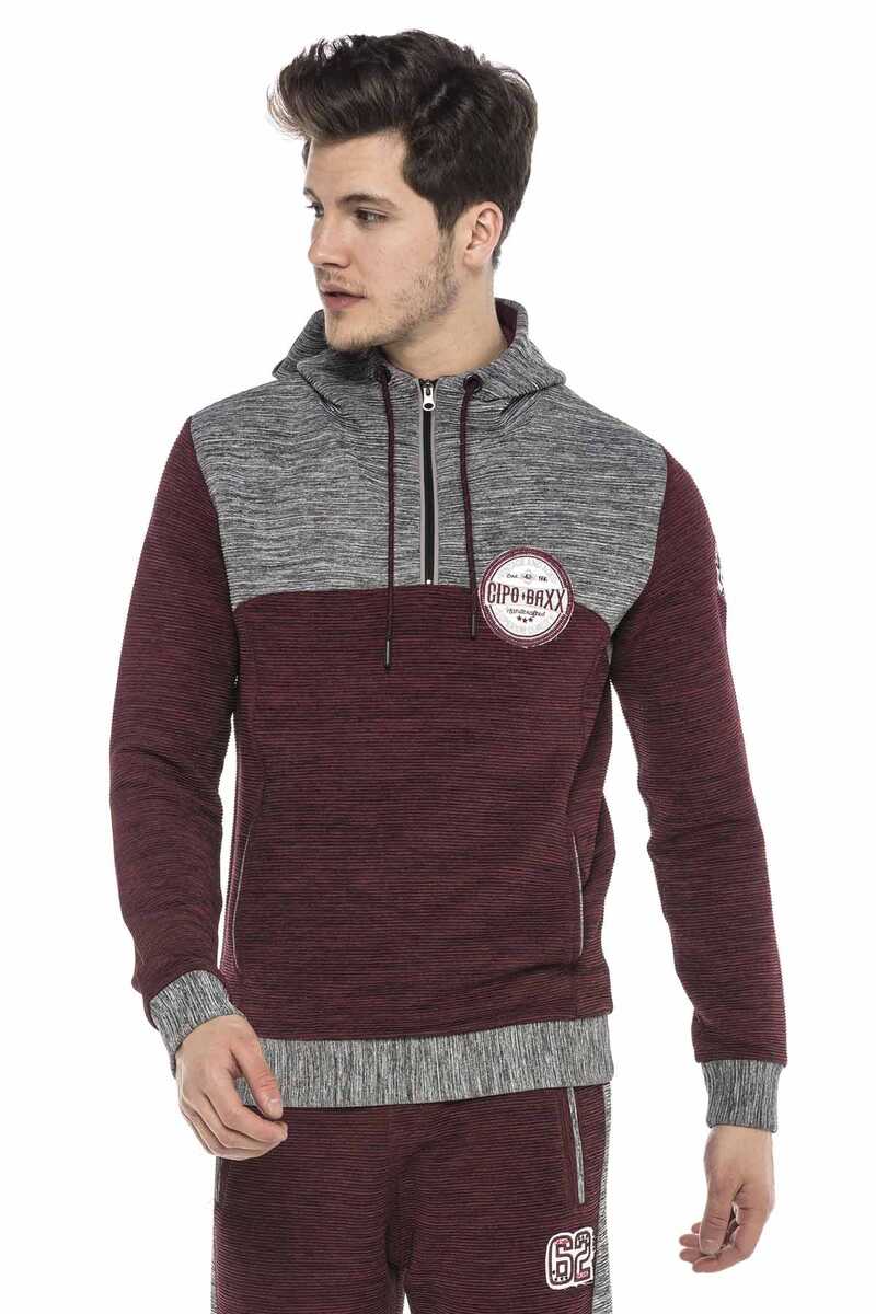 CL372 Hooded Zip Striped Lightweight Sport Sweatshirt