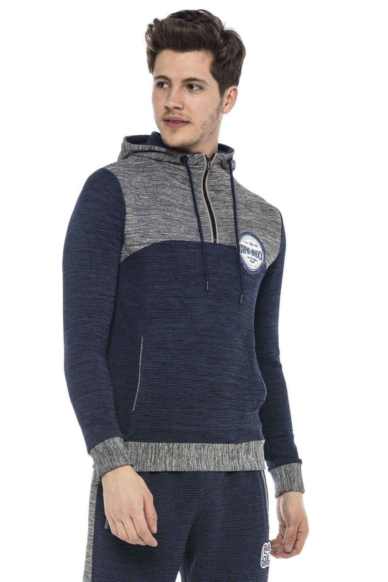 CL372 Hooded Zip Striped Lightweight Sport Sweatshirt
