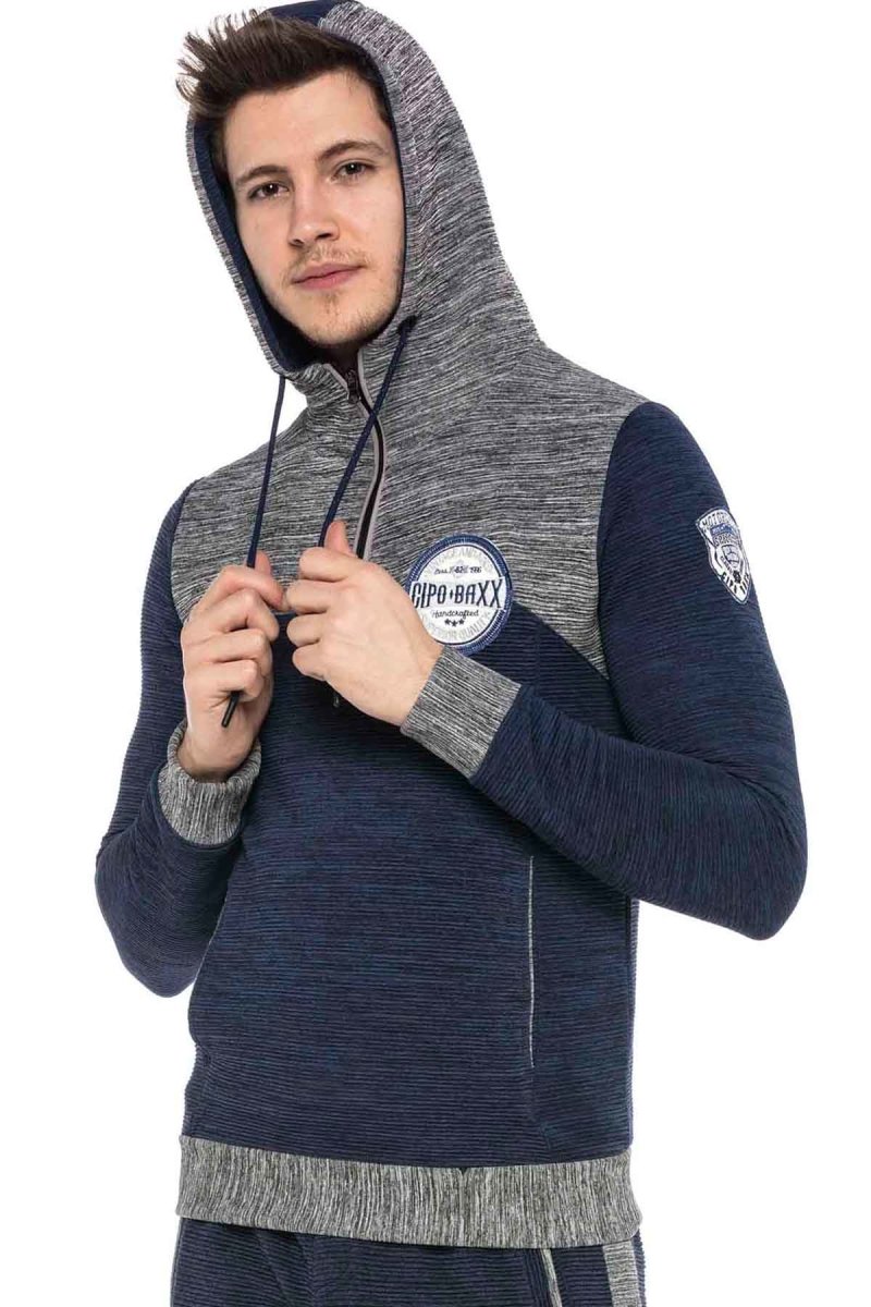 CL372 Hooded Zip Striped Lightweight Sport Sweatshirt