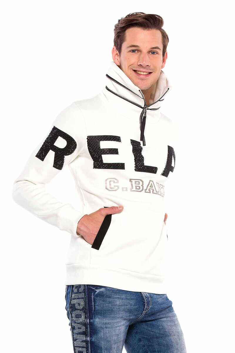 CL385 Stone Relaxed Fit Stand Zip Collar Heavyweight Sweatshirt