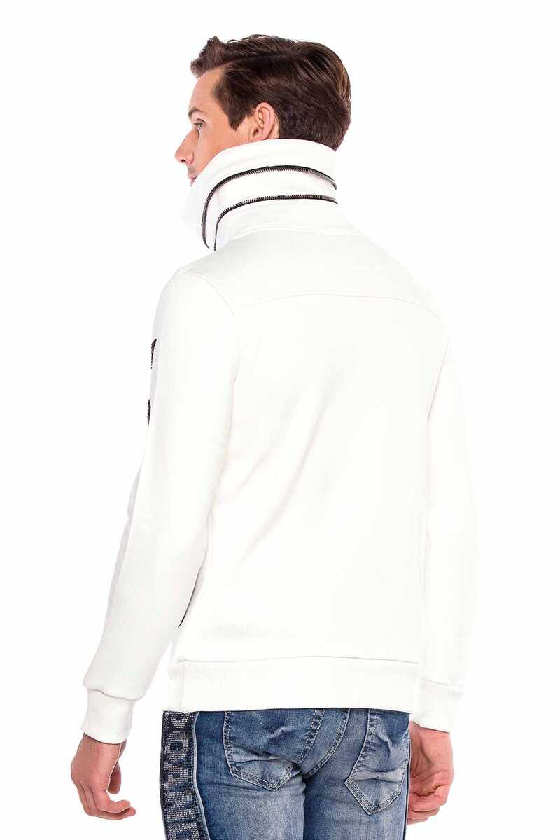 CL385 Stone Relaxed Fit Stand Zip Collar Heavyweight Sweatshirt