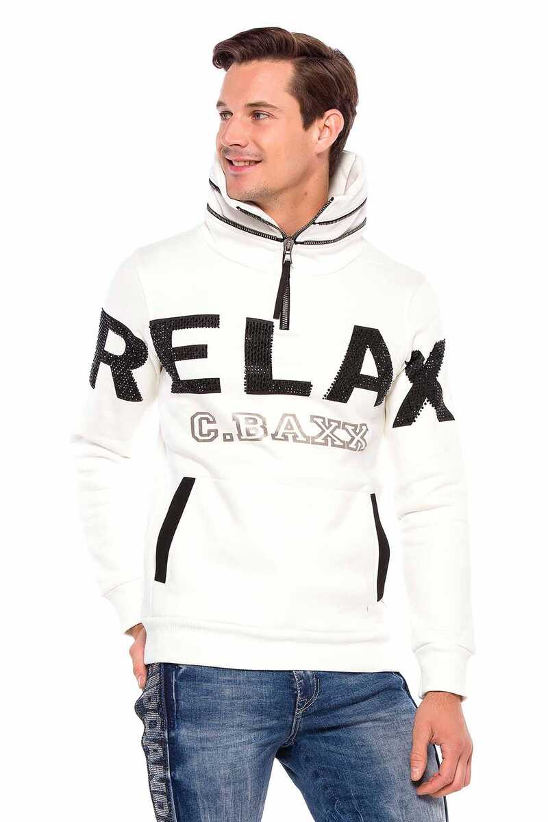 CL385 Stone Relaxed Fit Stand Zip Collar Heavyweight Sweatshirt
