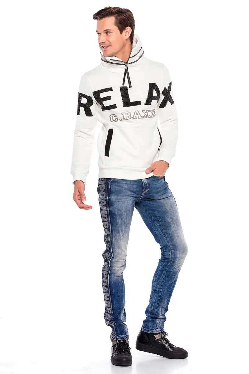 CL385 Stone Relaxed Fit Stand Zip Collar Heavyweight Sweatshirt