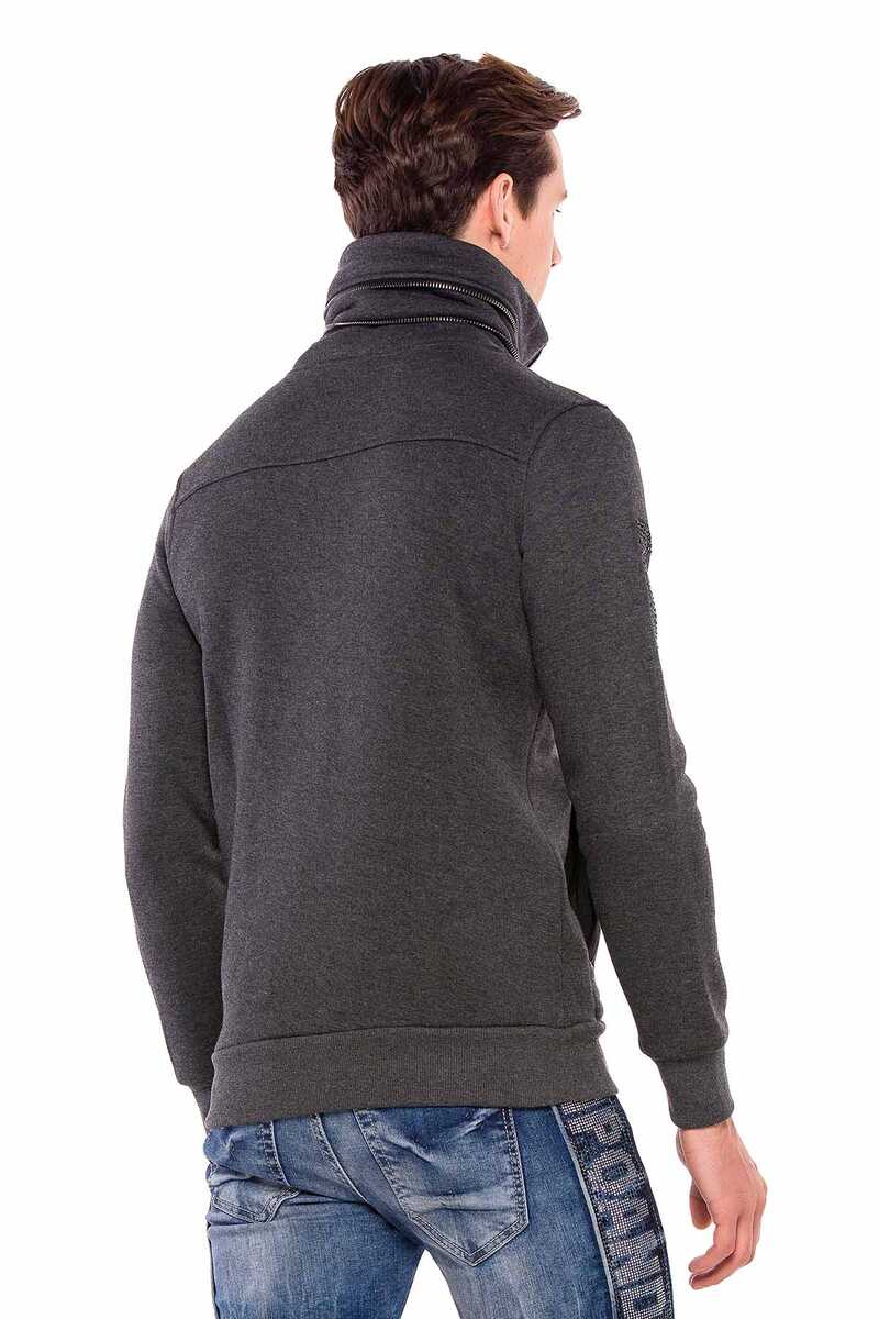 CL385 Stone Relaxed Fit Stand Zip Collar Heavyweight Sweatshirt